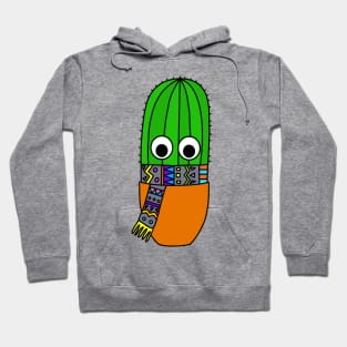 Cute Cactus Design #208: Autumn Cactus With Aztec Patterned Scarf Hoodie